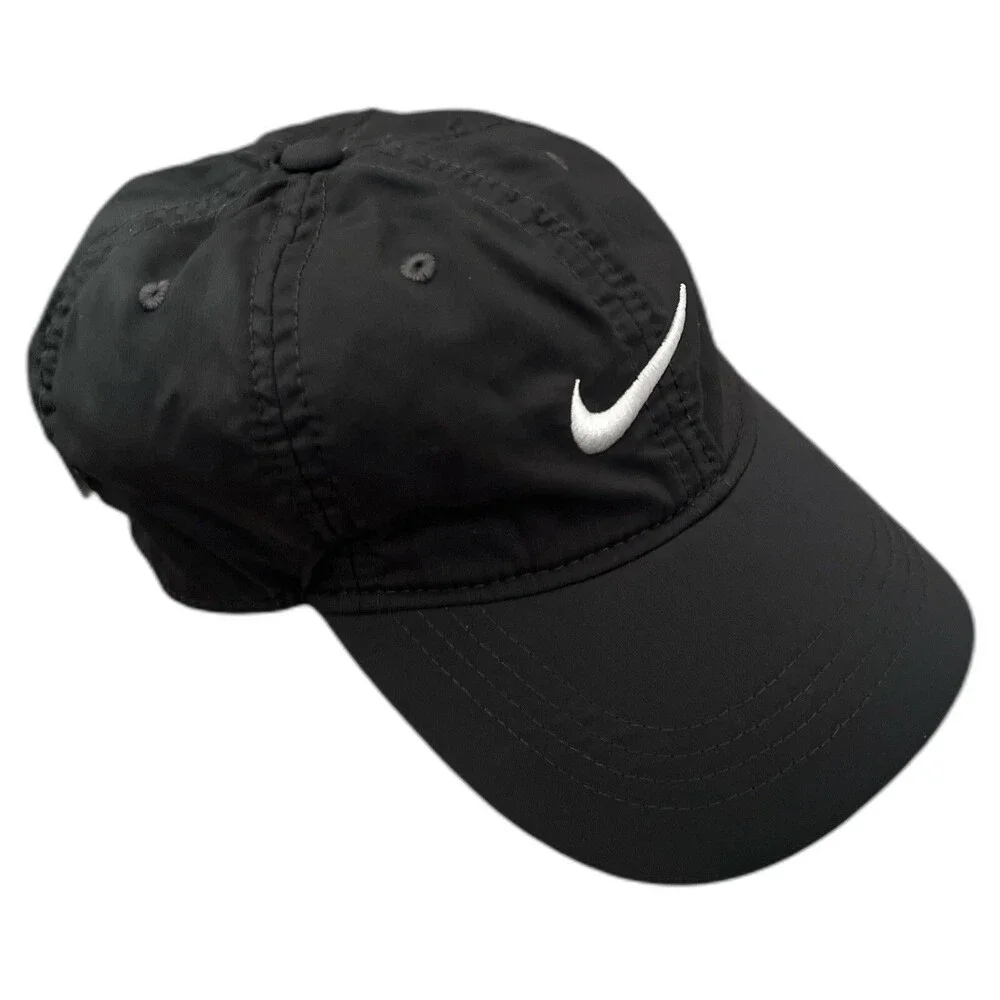 Nike Kids Youth Black Adjustable Baseball Cap Hat One Size Swoosh Logo